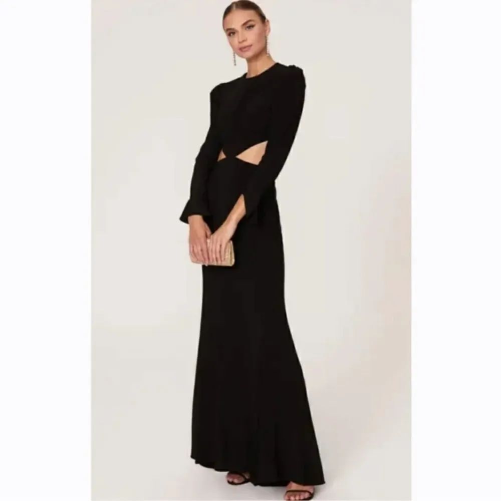 Mac Duggal Ieena Cut-Out Jersey A-Line Gown